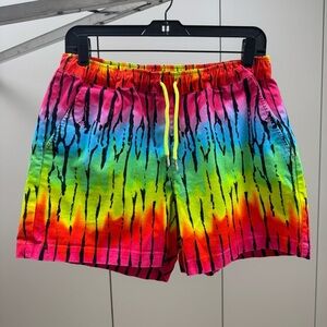 ASOS Neon Tie-Dye Swim Trunks